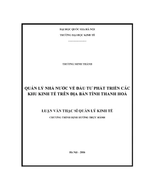 Luận văn thạc sĩ quản lý kinh tế quản lý nhà nước về đầu từ phát triển các khu kinh tế trên địa bàn tỉnh thanh hóa