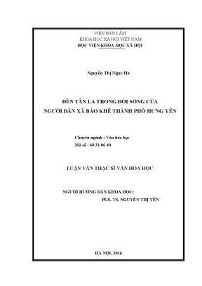 Luận văn thạc sĩ văn hóa học đền tân la trong đời sống của người dân xã bảo khê thành phố hưng yên