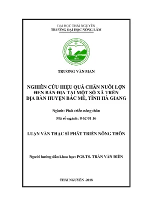 Luận văn thạc sĩ phát triển nông thôn nghiên cứu hiệu quả chăn nuôi lợn đen bản địa tại một số xã trên địa bàn huyện bắc mê tỉnh hà giang
