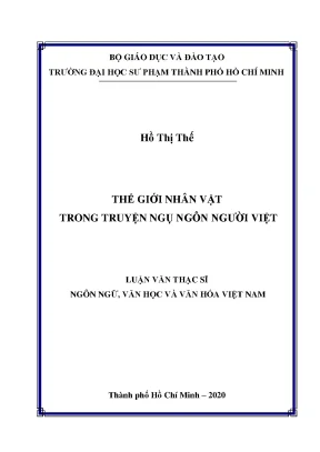 Luận văn thạc sĩ ngôn ngữ văn học và văn hóa việt nam thế giới nhân vật trong truyện ngụ ngôn người việt