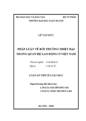 Luận án tiến sĩ luật học pháp luật về bồi thường thiệt hại trong quan hệ lao động ở việt nam