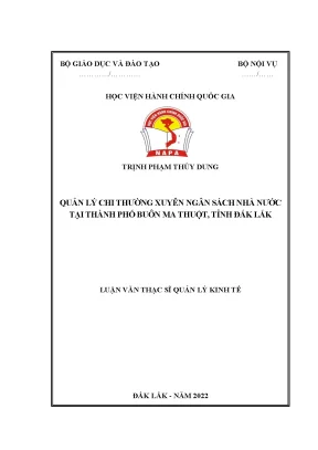 Luận văn thạc sĩ quản lý chi thường xuyên ngân sách nhà nước tại thành phố buôn ma thuột tỉnh đắk lắk