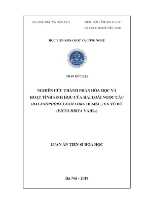 Luận án tiến sĩ hóa học nghiên cứu thành phần hóa học và hoạt tính sinh học của hai loài ngọc cẩu balanophora laxiflora hemst và loài vú bò ficus hirta vahl