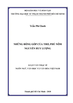 Luận văn thạc sĩ ngôn ngữ văn học và văn hóa việt nam những đóng góp của thơ phú nôm nguyễn huy lượng