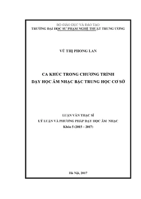 Luận văn thạc sĩ ngành lý luận âm nhạc ca khúc trong chương trình dạy học âm nhạc bậc trung học cơ sở