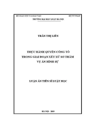 Luận án tiến sĩ luật học thực hành quyền công tố trong giai đoạn xét xử sơ thẩm vụ án hình sự