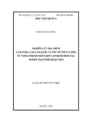 Luận án tiến sĩ y học nghiên cứu đặc điểm lâm sàng cận lâm sàng và yếu tố tiên lượng tử vong ở bệnh nhân đợt cấp bệnh phổi tắc nghẽn mạn tính nhập viện