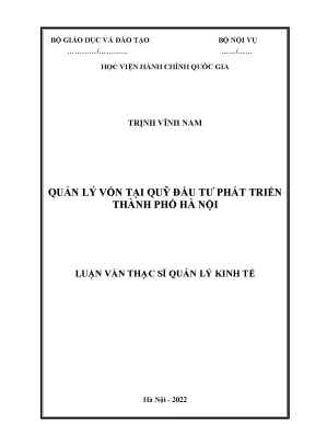 Luận văn thạc sĩ quản lý vốn tại quỹ đầu tư phát triển thành phố hà nội
