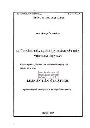 Luận án tiến sĩ luật học chức năng của lực lượng cảnh sát biển việt nam hiện nay