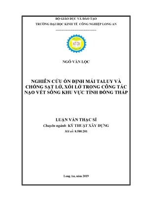 Luận văn thạc sĩ kỹ thuật xây dựng nghiên cứu ổn định mái taluy và chống sạt lở xói lở trong công tác nạo vét sông khu vực tỉnh đồng tháp
