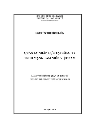 Luận văn thạc sĩ quản lý kinh tế quản lý nhân lực tại công ty tnhh mạng tầm nhìn việt nam