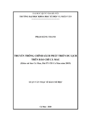 Luận văn thạc sĩ báo chí học truyền thông chính sách phát triển du lịch trên báo chí cà mau khảo sát báo cà mau đài pt th cà mau năm 2019