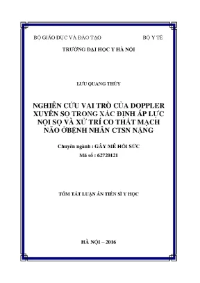 Tóm tắt luận án tiến sĩ y học nghiên cứu vai trò doppler xuyên sọ trong xác định áp lực nội sọ và xử trí co thắt mạch não ở bệnh nhân ctsn nặng