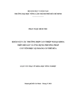 Luận văn thạc sĩ thú y khảo sát các trường hợp can thiệp ngoại khoa trên bò sát và ứng dụng phương pháp cắt yếm bộc lộ xoang cơ thể rùa