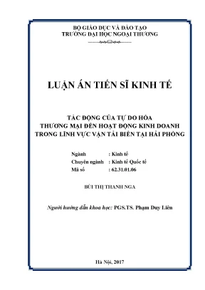 Luận án tiến sĩ kinh tế tác động của tự do hóa thương mại đến hoạt động kinh doanh trong lĩnh vực vận tải biển tại hải phòng