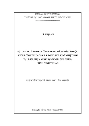 Luận văn thạc sĩ lâm học đặc điểm lâm học rừng gỗ núi đá nghèo thuộc kiểu rừng thưa cây lá rộng hơi khô nhiệt đới tại lâm phận vườn quốc gia núi chúa tỉnh ninh thuận