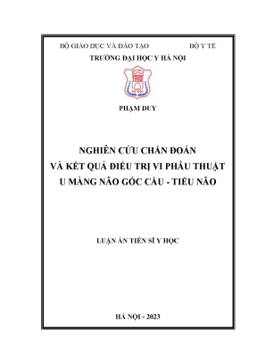 Luận án tiến sĩ nghiên cứu chẩn đoán và kết quả điều trị vi phẫu thuật u màng não góc cầu tiểu não