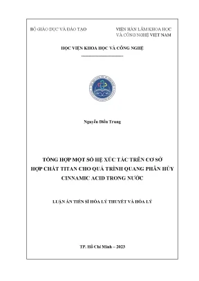 Luận án tiến sĩ tổng hợp một số hệ xúc tác trên cơ sở hợp chất titan cho quá trình quang phân hủy cinnamic acid trong nước