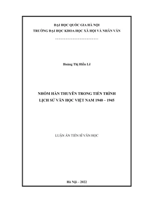 Luận án tiến sĩ văn học nhóm hàn thuyên trong tiến trình lịch sử văn học việt nam 1940 1945