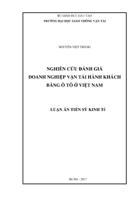 Luận án tiến sĩ kinh tế nghiên cứu đánh giá doanh nghiệp vận tải hành khách bằng ô tô ở việt nam