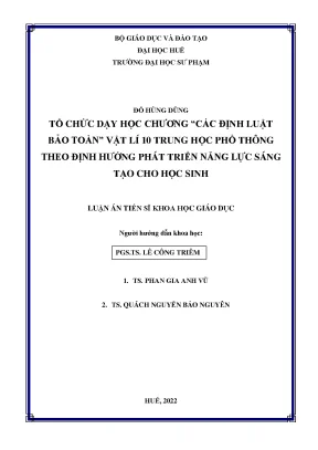 Tóm tắt luận án tiến sĩ khoa học giáo dục các định luật bảo toàn vật lí 10 thpt theo định hướng phát triển năng lực sáng tạo cho học sinh