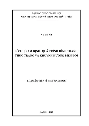 Luận án tiến sĩ việt nam học đô thị nam địnhđô thị quá trình hình thành thực trạng và khuynh hướng biến đổi