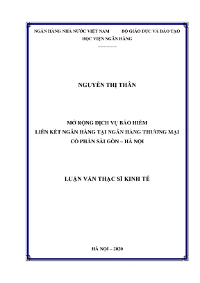Luận văn thạc sĩ tài chính ngân hàng mở rộng dịch vụ bảo hiểm liên kết ngân hàng tại ngân hàng thương mại cổ phần sài gòn hà nội