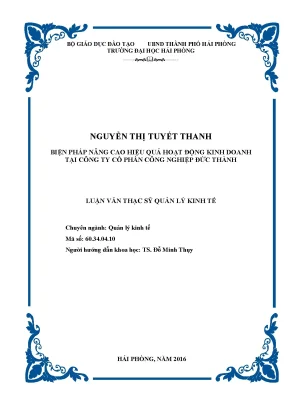 Luận văn thạc sĩ quản lý kinh tế biện pháp nâng cao hiệu quả hoạt động kinh doanh tại công ty cổ phần công nghiệp đức thành