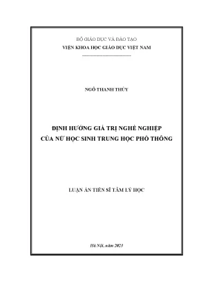 Luận án tiến sĩ định hướng giá trị nghề nghiệp của nữ học sinh trung học phổ thông