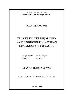 Luận án tiến sĩ văn học dân gian truyền thuyết phạm nhan và tín ngưỡng thờ ác thần của người việt ở bắc bộ