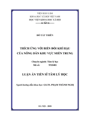 Luận án tiến sĩ tâm lý học thích ứng với biến đổi khí hậu của nông dân khu vực miền trung