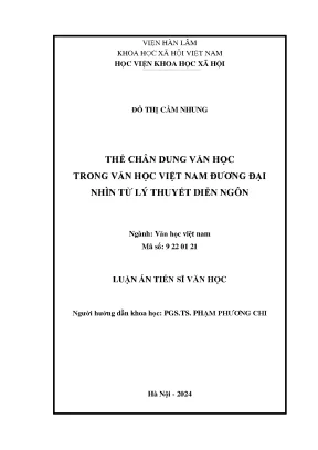 Luận án tiến sĩ thể chân dung văn học trong văn học việt nam đương đại nhìn từ lý thuyết diễn ngôn