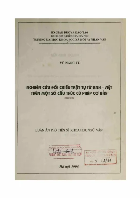 Luận án phó tiến sĩ khoa học ngữ văn nghiên cứu đối chiếu trật tự từ anh việt trên một số cấu trúc cú pháp cơ bản