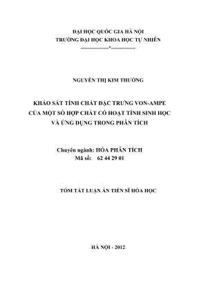Luận án tiến sĩ hóa học khảo sát tính chất đặc trưng von ampe của một số hợp chất có hoạt tính sinh học và ứng dụng trong phân tích