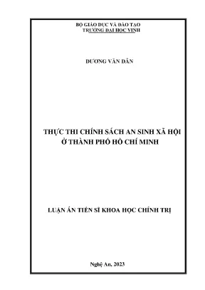 Luận án tiến sĩ khoa học chính trị thực thi chính sách an sinh xã hội ở thành phố hồ chí minh