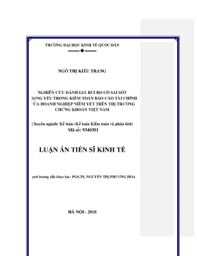 Luận án tiến sĩ kinh tế nghiên cứu đánh giá rủi ro có sai sót trọng yếu trong kiểm toán báo cáo tài chính của doanh nghiệp niêm yết trên thị trường chứng khoán việt nam