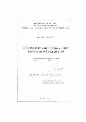 Luận án phó tiến sĩ ngữ văn đối chiếu thành ngữ nga việt trên bình diện giao tiếp