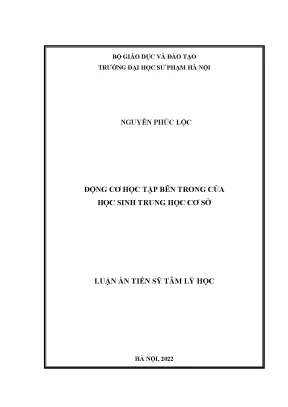 Luận án tiến sĩ tâm lý học động cơ học tập bên trong của học sinh trung học cơ sở
