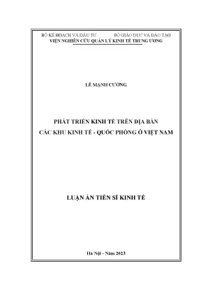 Luận án tiến sĩ phát triển kinh tế trên địa bàn các khu kinh tế quốc phòng ở việt nam