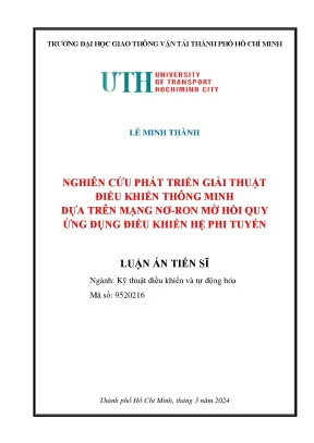 Luận án tiến sĩ nghiên cứu phát triển giải thuật điều khiển thông minh dựa trên mạng nơ ron mờ hồi quy ứng dụng điều khiển hệ phi tuyến