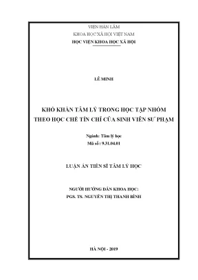 Luận án tiến sĩ tâm lý học khó khăn tâm lý trong học tập nhóm theo học chế tín chỉ của sinh viên sư phạm