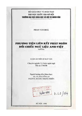 Luận án tiến sĩ lý luận ngôn ngữ phương tiện liên kết phát ngôn đối chiếu ngữ liệu anh việt