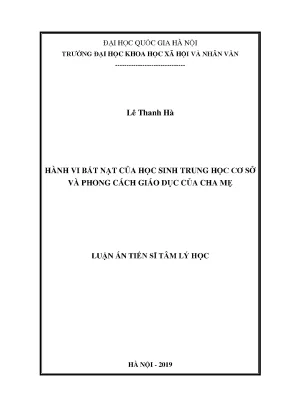 Luận án tiến sĩ tâm lý học trí tuệ cảm xúc của học sinh trung học cơ sở