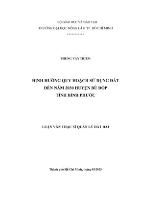 Luận văn thạc sĩ quản lý đất đai định hướng quy hoạch sử dụng đất đến năm 2030 huyện bù đốp tỉnh bình phước