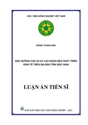 Luận án tiến sĩ ảnh hưởng của di cư lao động đến phát triển kinh tế trên địa bàn tỉnh bắc ninh