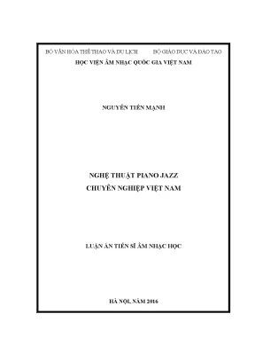 Luận án tiến sĩ âm nhạc học nghệ thuật piano jazz chuyên nghiệp việt nam