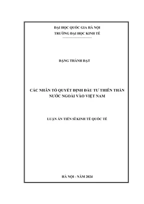 Luận án tiến sĩ kinh tế quốc tế các nhân tố quyết định đầu tư thiên thần nước ngoài vào việt nam