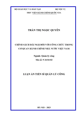 Luận án tiến sĩ chính sách đãi ngộ đối với công chức trong cơ quan hành chính nhà nước việt nam