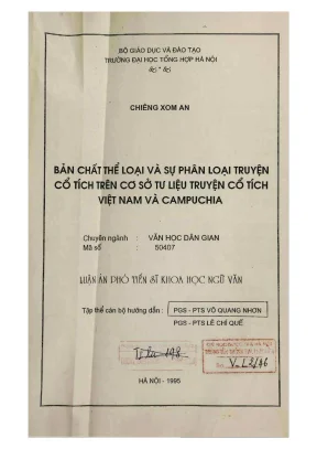 Luận án phó tiến sĩ ngữ văn bản chất thể loại và sự phân loại truyện cổ tích trên cơ sở tư liệu truyện cổ tích việt nam và campuchia