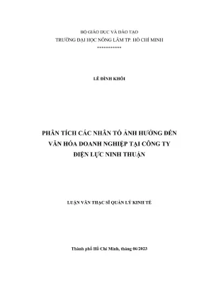 Luận văn thạc sĩ quản lý kinh tế phân tích các nhân tố ảnh hưởng đến văn hóa doanh nghiệp tại công ty điện lực ninh thuận